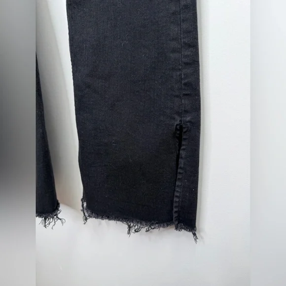 Free People We The Free Level Up Slit Slim Flare Jeans Black Size 29 - Picture 6 of 8